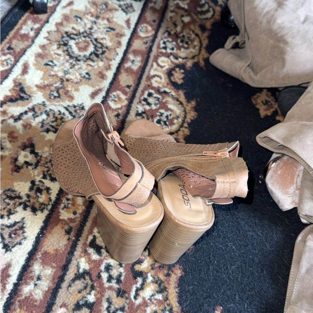 SODA Brown Platform Sandals